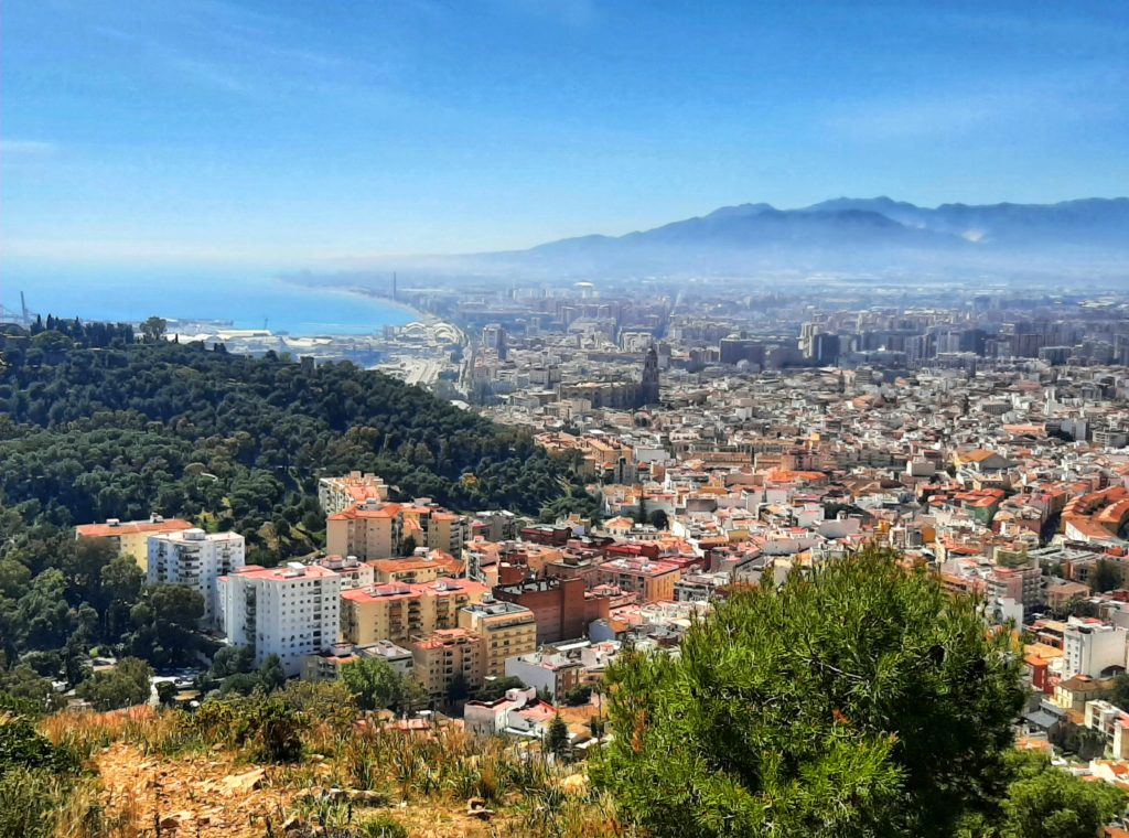 Málaga, Spain as seen from the summit of Monte Victoria. Málaga is a great place for working remotely.