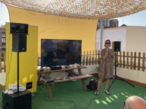 Lauren Coppin on the rooftop of TLR giving a talk about her tales from the South African bush