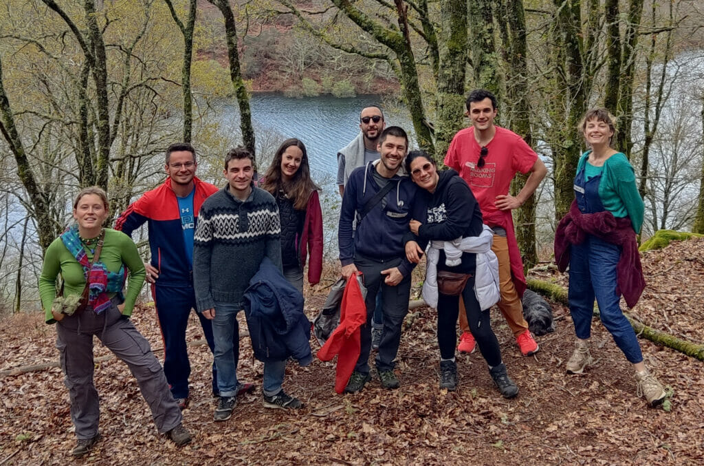 ‘Rural Hacking’ participants in Anceu, Galicia walking a trail built by Anceu colivers for all locals and visitors to enjoy. 