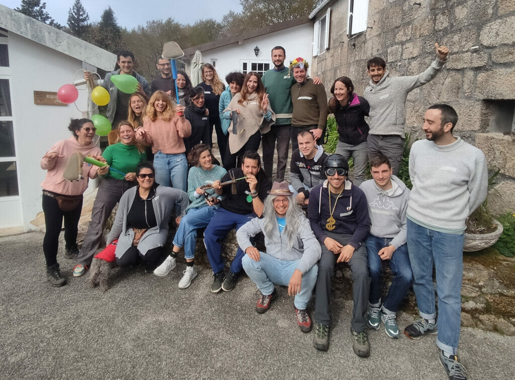 Participants in the ECHN’s Rural Hacking event held in Anceu Coliving in Galicia in March 2023. 