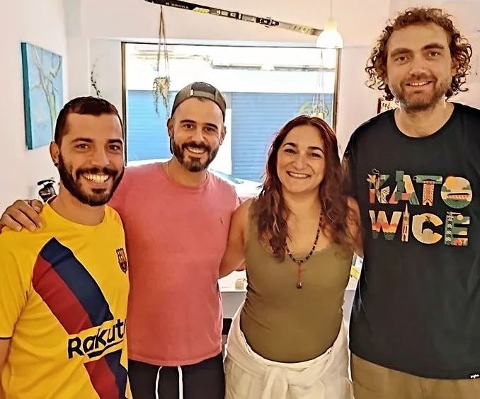 Baia with Nacho, Julian, and Rob in the TLR kitchen.