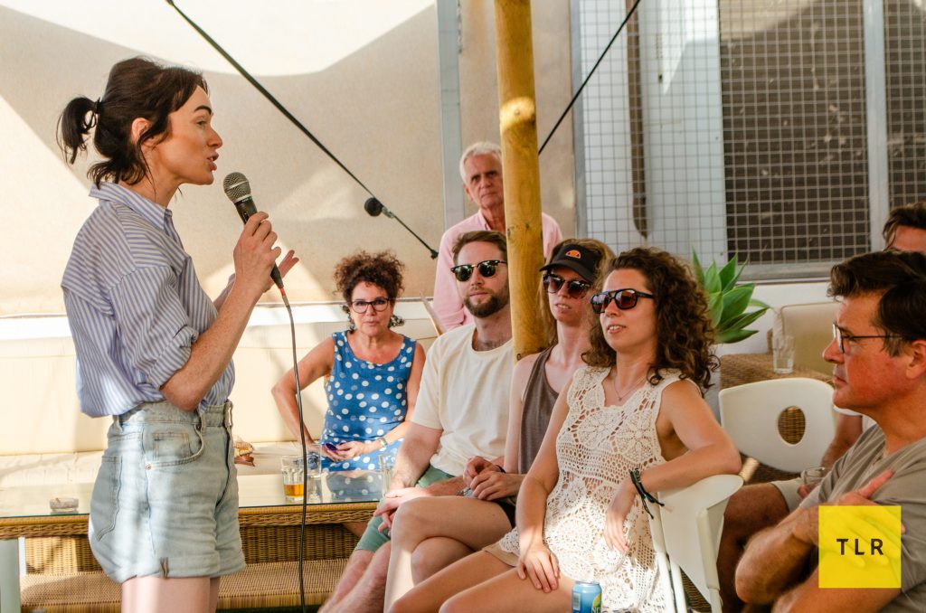 Audrey sharing her professional missteps on the TLR rooftop. Pic: Adriana Marijuan 