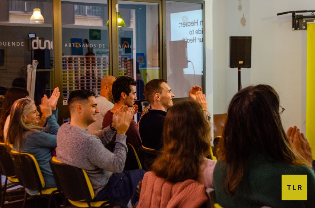 Audience members giving a well-deserved round of applause to our speakers! Pic: Adriana Marijuan.