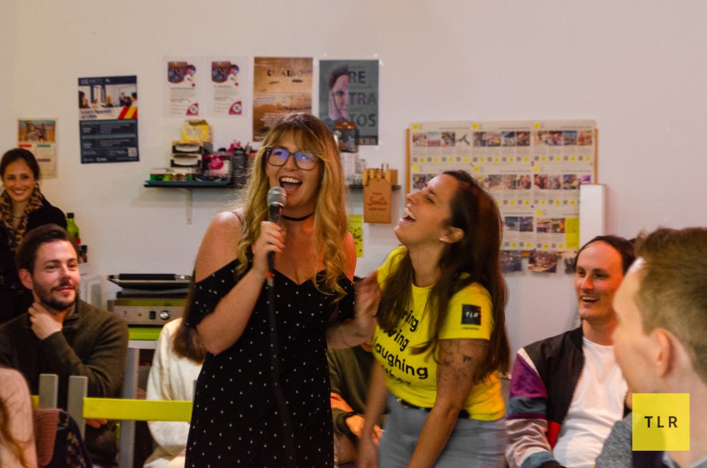 TLR Social Media Manager, Kelly, and TLR Community Manager, Valeria, having a little too much fun at the most recent TGIF! Pic: Adriana Marijuan.